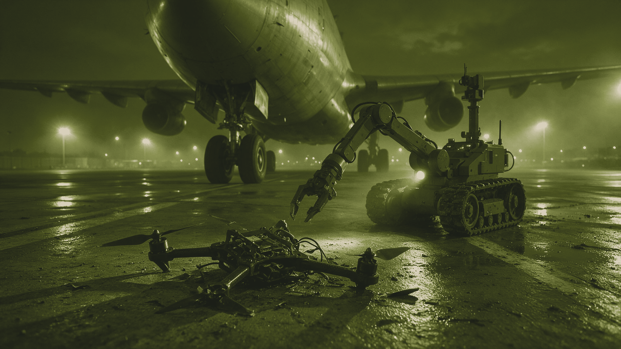 Armed quadcopter reached the apron at Europe's Antonov base